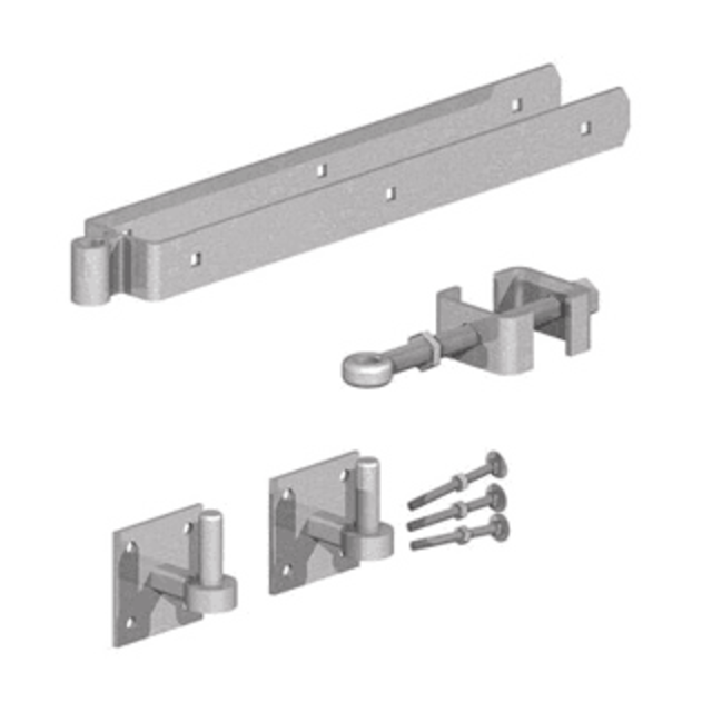 GATEMATE Adjustable Double Strap Hinge Set With Hook On Plate