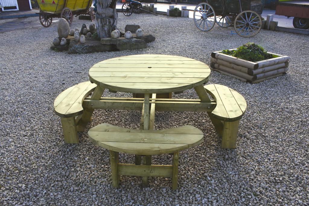 Round Table Bench Seat L North West, Round Outdoor Table With Bench Seats