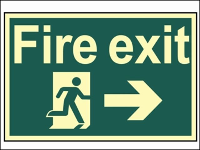 Fire Exit Running Man Arrow Right - Photoluminescent