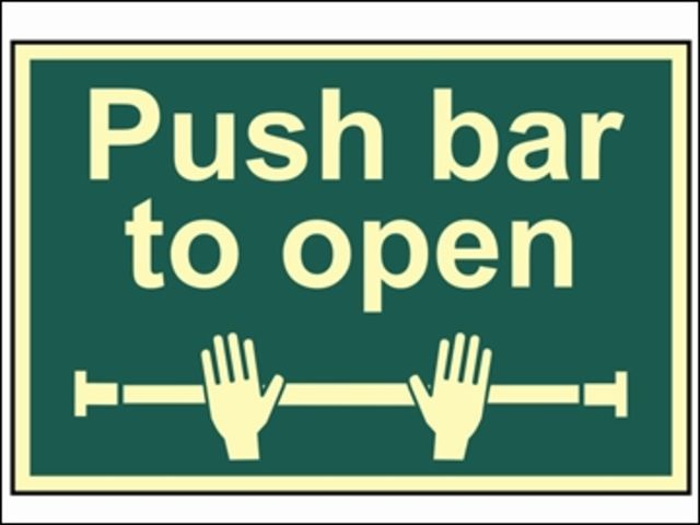 Push Bar To Open — Photoluminescent