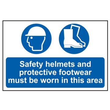 SCAN | SAFETY SIGN | SAFETY HELMETS & FOOTWEAR TO BE WORN | 600 X 400 | PVC