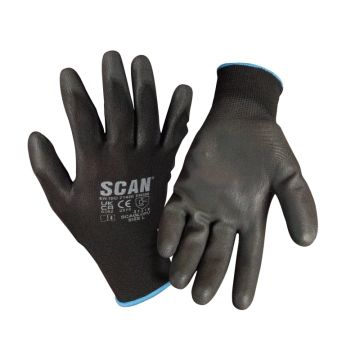 REAL DEALS XMAS 2024 | SCAN | GLOVES | PU DIPPED | BLACK | 5 PAIRS