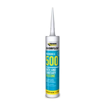 EVERBUILD | EVERFLEX | 500 BATH & SANITARY SILICONE | WHITE | 295ML
