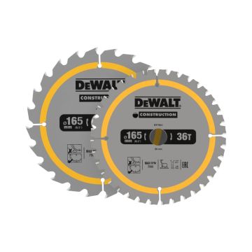 DEWALT | CIRCULAR SAW BLADE | 165MM TWIN PACK | 24T & 36T