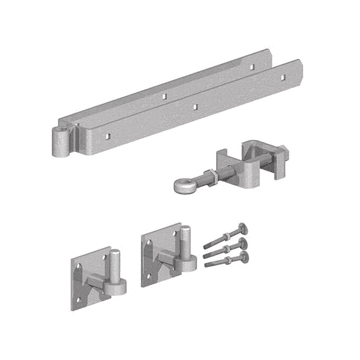 BIRKDALE GM | FIELD GATE ADJUSTABLE DOUBLE STRAP HINGE SET WITH HOOK ON PLATE | 12" | 300MM | GALVANISED