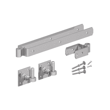 BIRKDALE GM | FIELD GATE DOUBLE STRAP HINGE SET WITH ADJUSTABLE HOOK ON PLATE | 24" | 600MM | GALVANISED