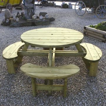 KDM | GARDEN FURNITURE | ROUND TABLE & BENCH SEAT | 1.94M | TREATED GREEN