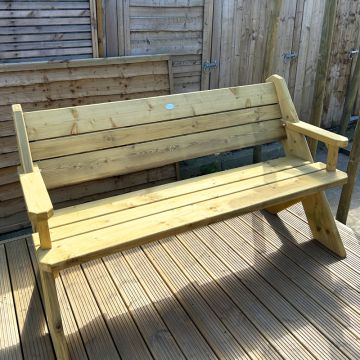 NWTT | LAZY BENCH WITH ARMS | SOFTWOOD | TREATED GREEN