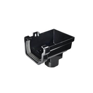 SWISH | GUTTERING | STOP END OUTLET | OGEE | R/H | BLACK