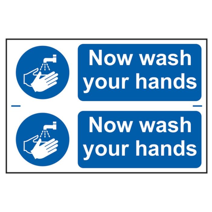 SCAN | SAFETY SIGN | NOW WASH YOUR HANDS | 300 X 100 | PVC main product photo