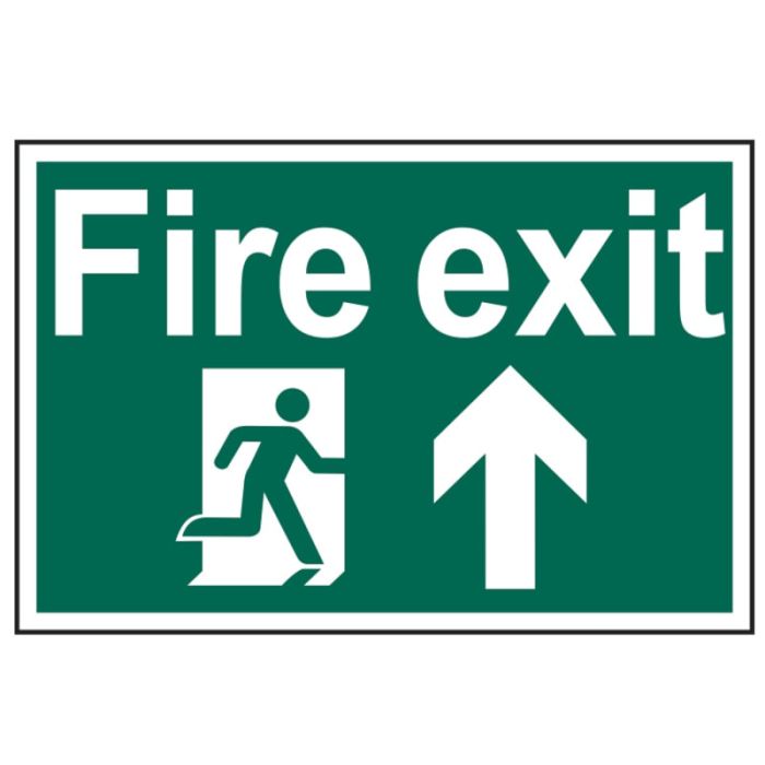SCAN | SAFETY SIGN | FIRE EXIT RUNNING MAN ARROW UP | 200 X 300 | PVC main product photo