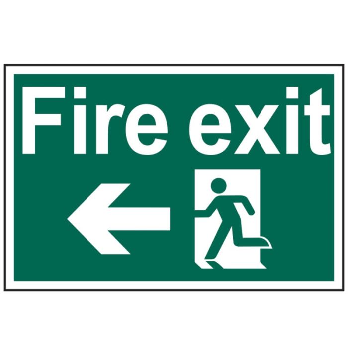 SCAN | SAFETY SIGN | FIRE EXIT RUNNING MAN ARROW LEFT | 200 X 300 | PVC main product photo