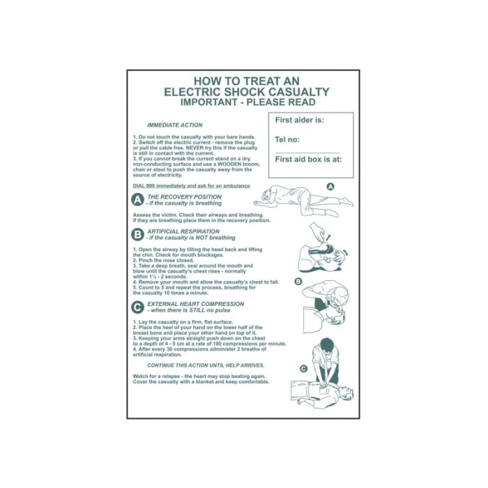 SCAN | SAFETY SIGN | HOW TO TREAT AN ELECTRIC SHOCK CASUALTY | 400 X 600 | PVC main product photo