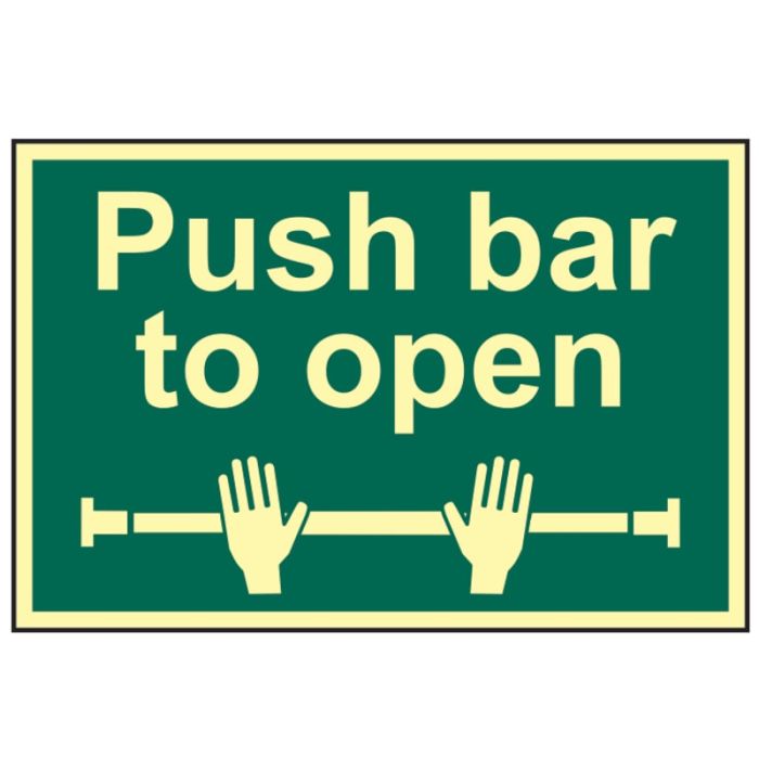SCAN | SAFETY SIGN | PUSH BAR TO OPEN | PHOTOLUMINESCENT | 300 X 200 | PVC main product photo
