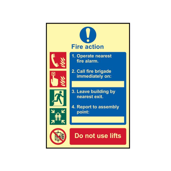SCAN | SAFETY SIGN | FIRE ACTION PROCEDURE | PHOTOLUMINESCENT | 200 X 300 | PVC main product photo