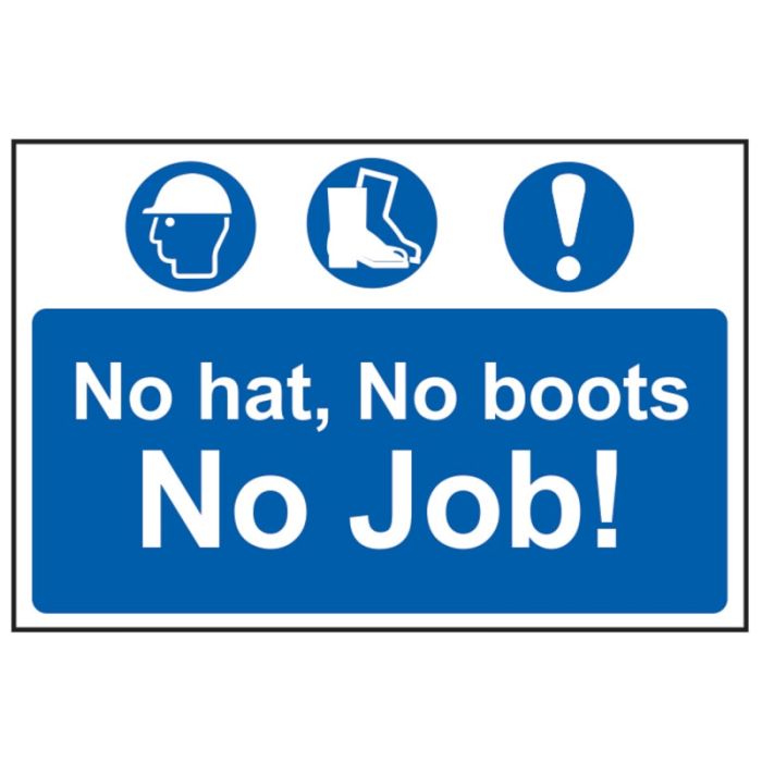 SCAN | SAFETY SIGN | NO HAT, NO BOOTS, NO JOB | 600 X 400 | PVC main product photo