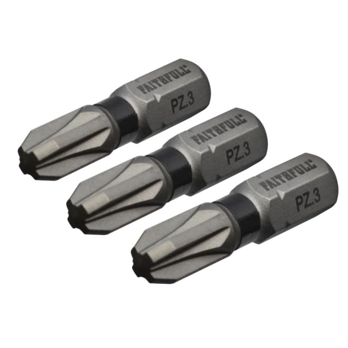 FAITHFULL | SCREWDRIVER BIT | IMPACT | PZ3 | 25MM | PACK 3 main product photo
