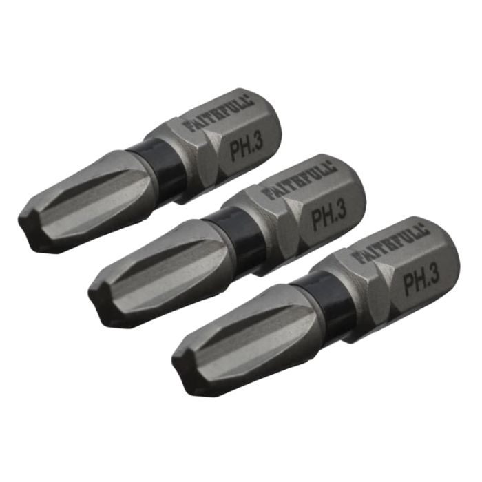 FAITHFULL | SCREWDRIVER BIT | IMPACT | PH3 | 25MM | PACK 3 main product photo