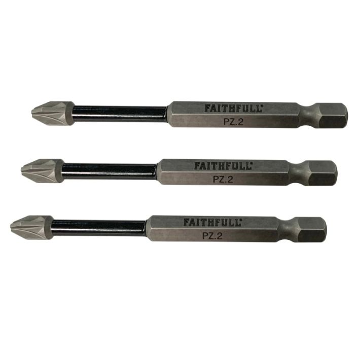FAITHFULL | SCREWDRIVER BIT | IMPACT | PZ2 | 75MM | PACK 3 main product photo