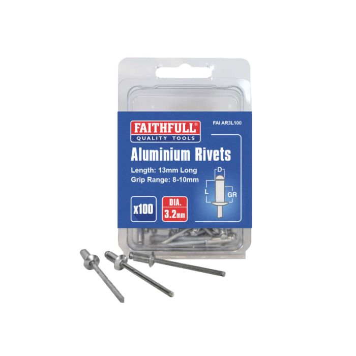 FAITHFULL | ALUMINIUM RIVETS | 3.2 X 13MM | PACK 100 main product photo