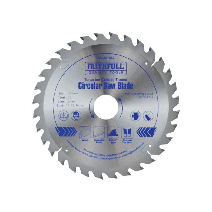 FAITHFULL | BLADE | CIRCULAR SAW | TCT | WOOD | 210MM | 35MM BORE | 32 TEETH main product photo