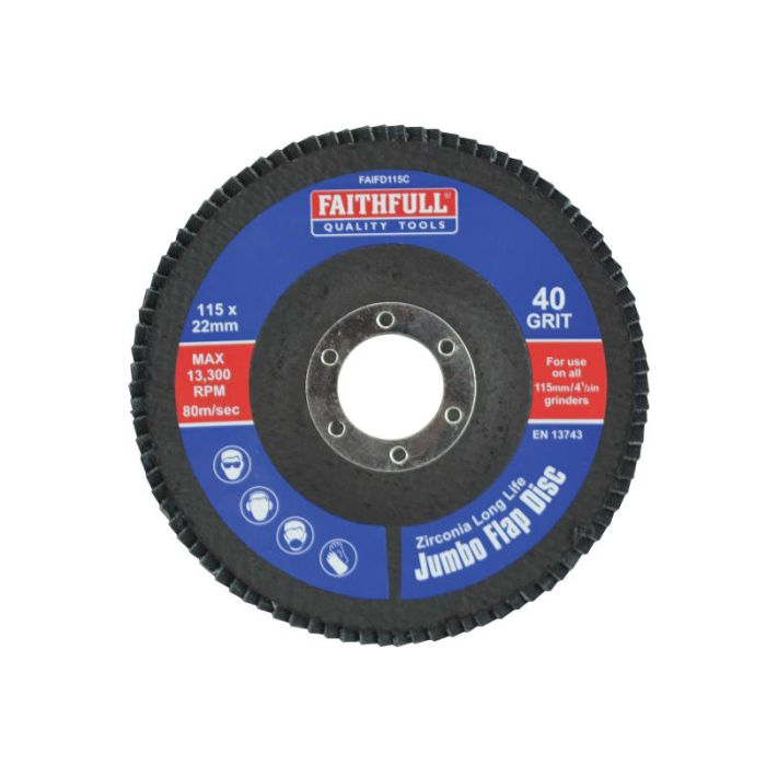 FAITHFULL | ABRASIVE JUMBO FLAT DISC | COURSE | 40 GRIT | 115MM main product photo