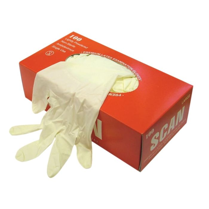 SCAN | GLOVES | LATEX | MEDIUM | BOX 100 main product photo