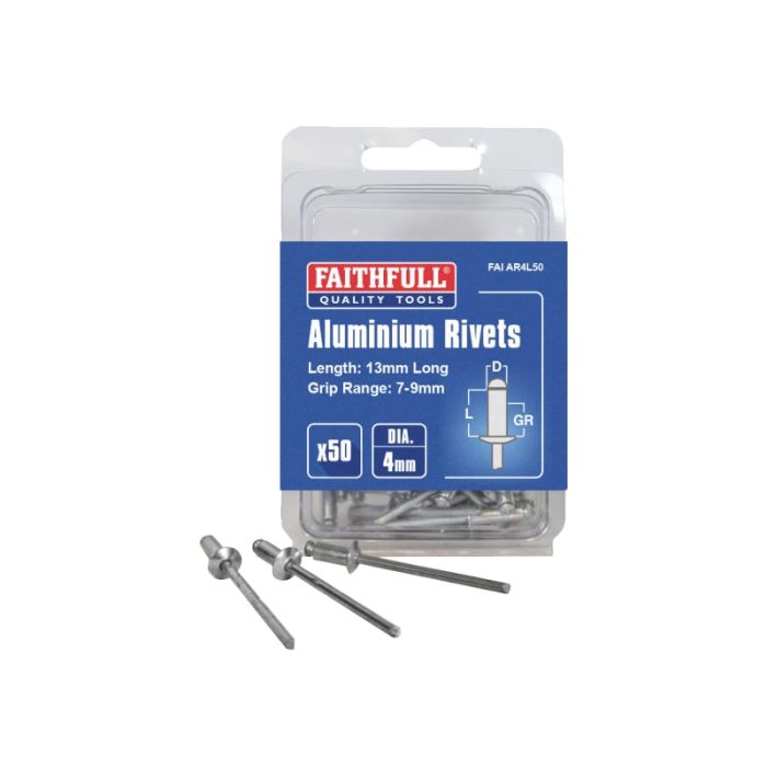 FAITHFULL | ALUMINIUM RIVETS | LONG | 4 X 13MM | PACK 50 main product photo