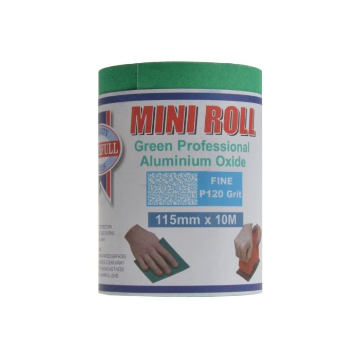 FAITHFULL | ALUMINIUM OXIDE SANDING PAPER | ROLL | FINE | 120G | GREEN | 115MM | 10M main product photo