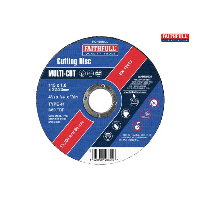 REAL DEALS XMAS 2024 | FAITHFULL | CUTTING DISC | MULTI PURPOSE | 115MM | PACK 10 main product photo