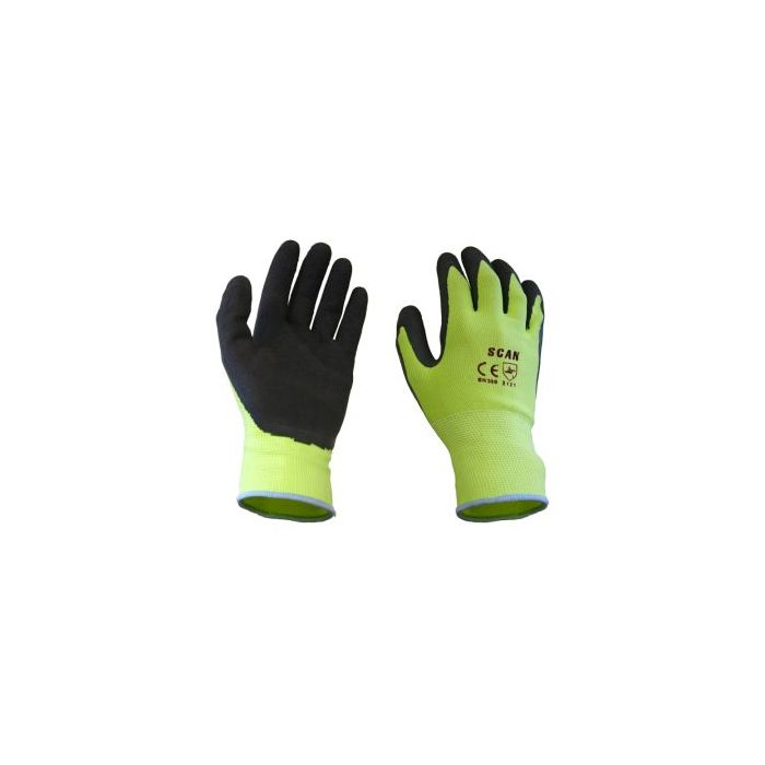 SCAN | GLOVES | HI-VIS | FOAM LATEX COATED | YELLOW main product photo