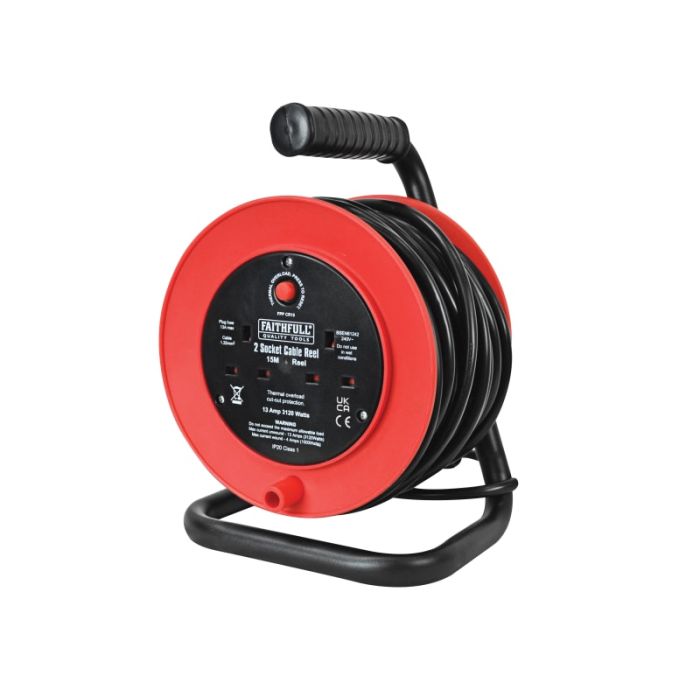 FAITHFULL | CABLE REEL | 2 SOCKET | 240V | 13A | 15M main product photo