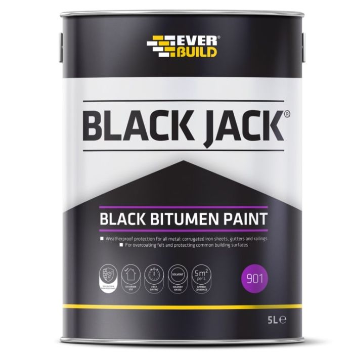 EVERBUILD | 901 | BLACK JACK | BLACK BITUMEN PAINT | 5L main product photo