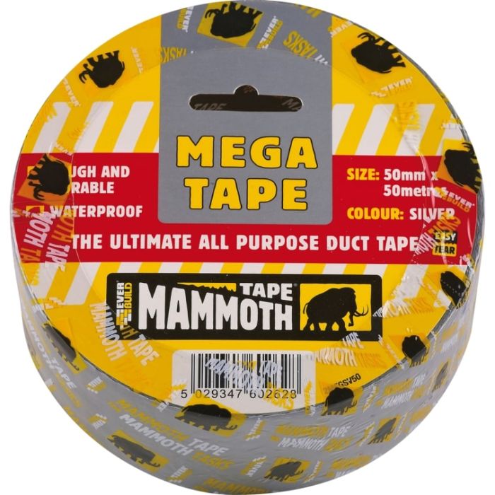 EVERBUILD | MAMMOTH | MEGA ALL PURPOSE TAPE | SILVER | 50M X 50MM main product photo
