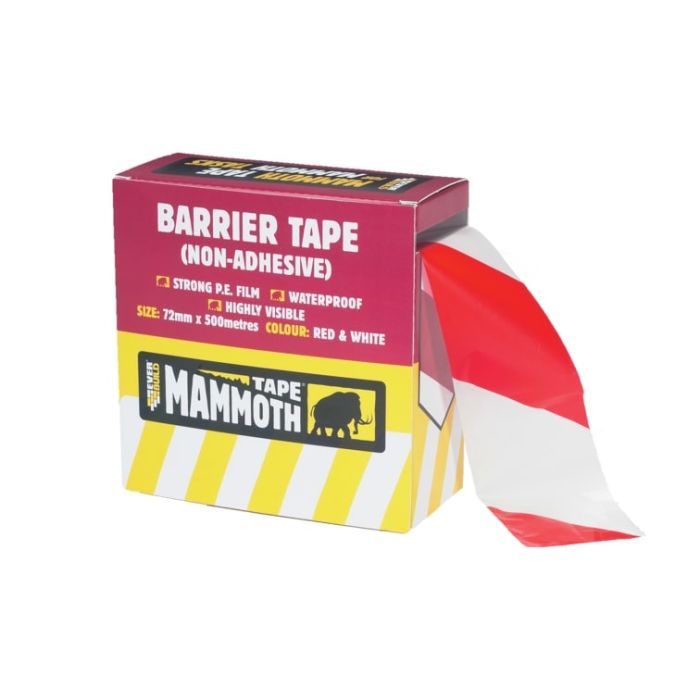 EVERBUILD | MAMMOTH | BARRIER TAPE | RED & WHITE | 500M X 72MM main product photo