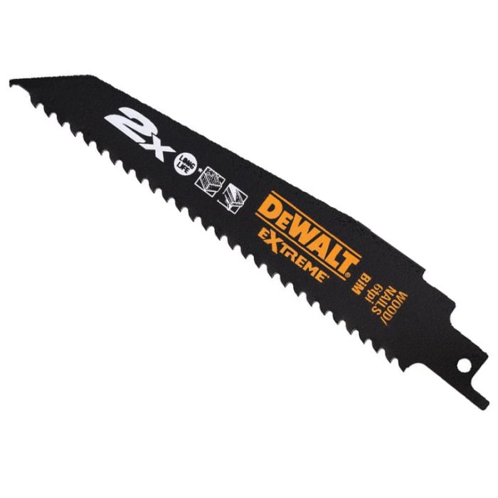 DEWALT | RECIPROCATING BLADES | 2X LIFE | WOOD & NAIL | 228MM | 6 TPI | PACK 5 main product photo