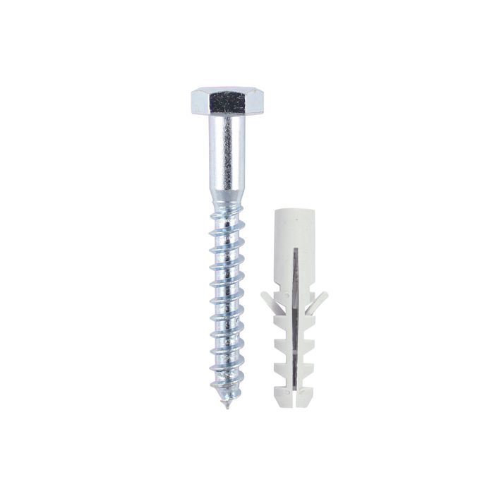 TIMCO | COACH SCREW & NYLON PLUGS | ZINC | 8.0 X 100MM | PACK 2 main product photo
