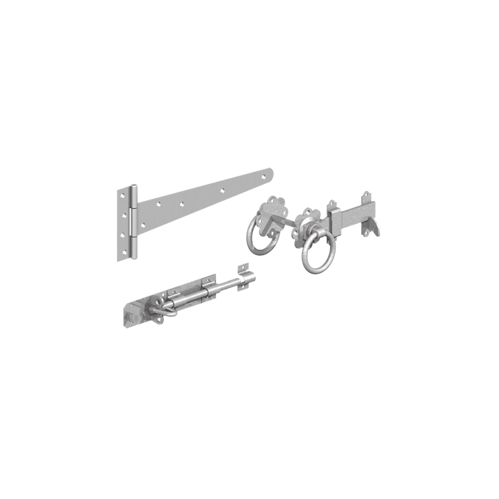 BIRKDALE GM | HEAVY RING LATCH TRIPLE HINGE PACK | 12" | 300MM | GALVANISED main product photo