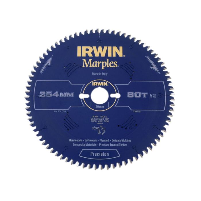 IRWIN | BLADE | CIRCULAR SAW | WOOD | 254MM | 30MM BORE | 80 TEETH | 2.5MM KERF main product photo