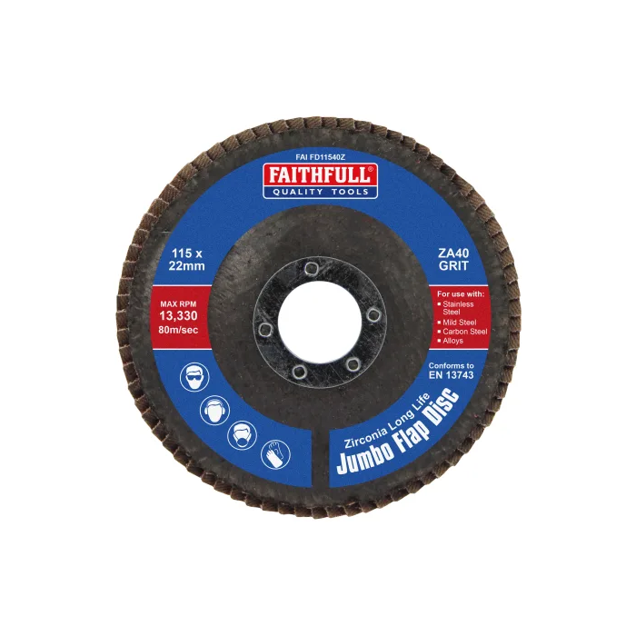 FAITHFULL | ZIRCONIA | ABRASIVE JUMBO FLAP DISC | 115MM | 40G main product photo