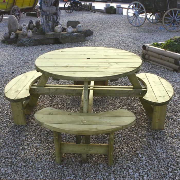 KDM | GARDEN FURNITURE | ROUND TABLE & BENCH SEAT | 1.94M | TREATED GREEN main product photo