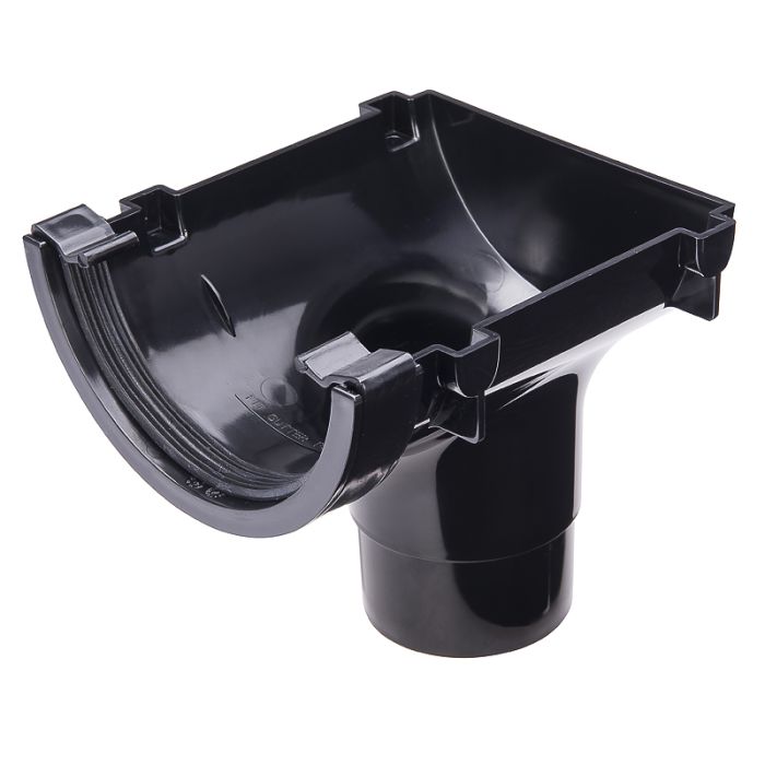 SWISH | GUTTERING | STOP END OUTLET | HALF ROUND | BLACK main product photo