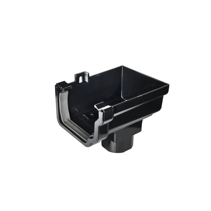 SWISH | GUTTERING | STOP END OUTLET | OGEE | R/H | BLACK main product photo
