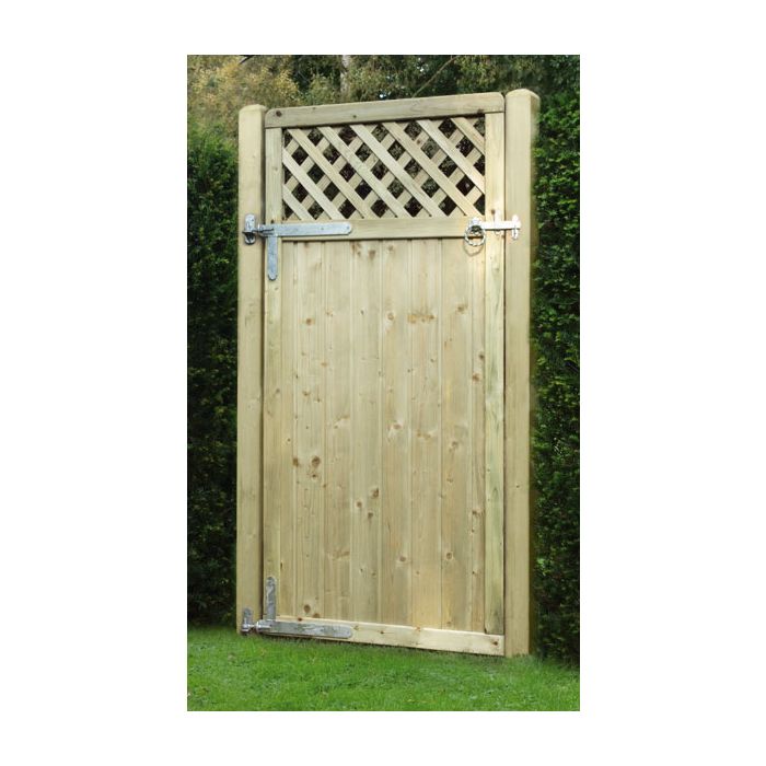 KDM | GATE | TONGUE & GROOVE | LATTICE TOP | 0.9 X 1.8M | TREATED GREEN main product photo